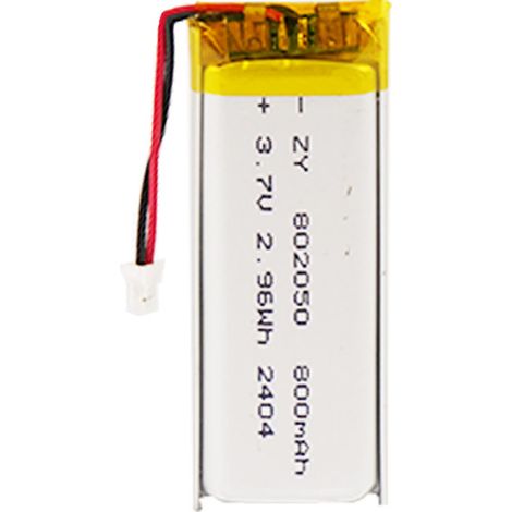 802050 polymer lithium battery, 800mAh capacity, suitable for Bluetooth headsets and beauty devices, 3.7V rechargeable lithium battery. (1/5)