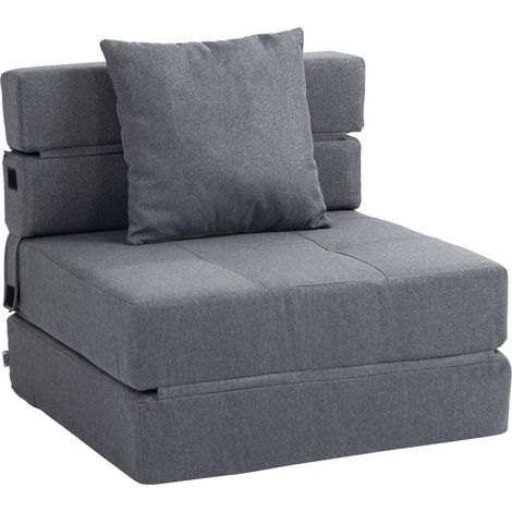 Canapé Convertible 2-en-1, Lit d'Appoint et Fauteuil Relax, Capacité 100kg, Gris Foncé - Idéal pour Décoration Intérieure (1/5)