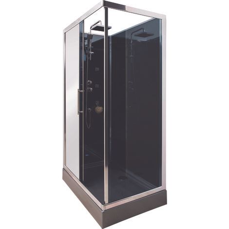 ONDEE ZEN - Cabine de douche - 6 buses hydromassante - DELLINE - 80X120 - Noire (1/4)
