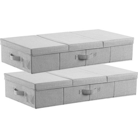 VEVOR Contenitore Sottoletto con Coperchi, 805 x 405 x 155 mm, Organizzatore Portaoggetti Sottoletto, Contenitori Scorrevoli Pieghevoli per Vestiti, Scarpe, Coperte, Confezione da 2, 48 L