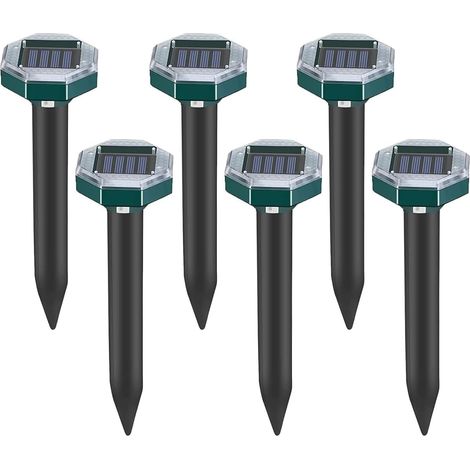 Maulwurf Vertreiber 6 Stück,Aufgerüsteter Solar Maulwurfschreck, Maulwurfsvertreiber Solar-Ultraschall Wasserdicht für Vertreiben Wühlmäuse, Gopher, Serpent (6) (1/5)