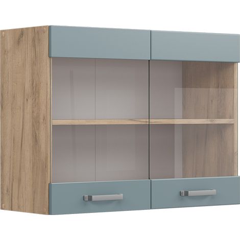 Küchenglasschrank R-Line, Blau-Grau, 80 cm, Vicco (1/5)