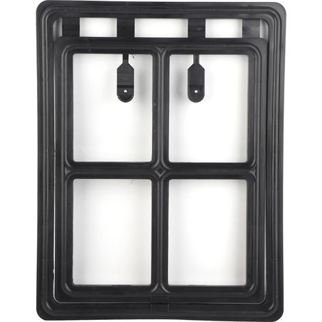 Toivize Fermeture magnétique sécurisée pour porte d’animal de compagnie en plastique (chien, chiot, chat) – volet à fixation sur fenêtre, moustiquaire ou barrière (noir, taille XL) (1/5)