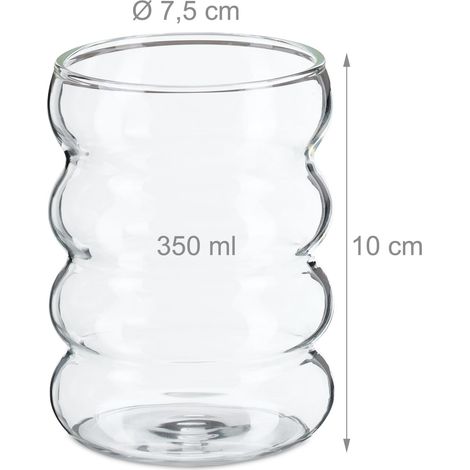Lot de 4 verres à boire design original salle à manger 15 x 10 cm en verre transparent (1/3)