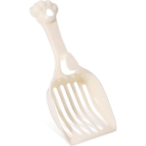 Pelle à litière pour chat en plastique durable avec larges lattes, poignée confortable, pelle profonde qui capture toutes les grumeaux pour tamiser facilement la boîte à granulés de pin (blanc (1/5)
