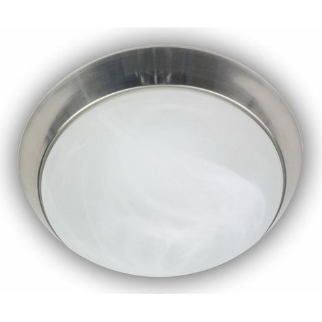LED Deckenleuchte rund, Glas Alabaster, Dekorring Nickel matt, Ø 25cm (1/4)