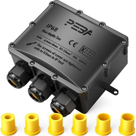 Boîte de dérivation étanche IP68 – Connecteur de câble à 3 voies pour câble enterré (4-14 mm de diamètre), boîte de distribution extérieure pour jardin et extérieur, noir (1/5)