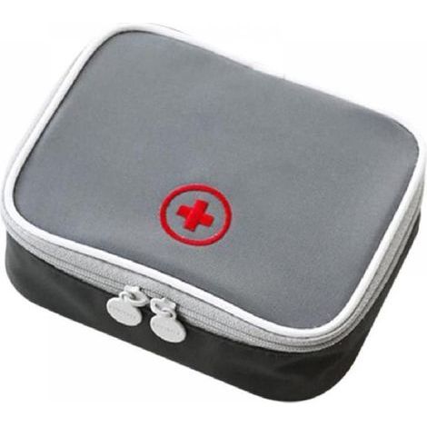 Trousse de Secours Voyage Petit Mini, Trousse de Secours Vide, Étanche Sac de Médecine Portable, Portable Vider Trousse Pharmacie pour Charger Les Pilules, Médicament, Pansement 13x10x4cm-Gris (1/5)