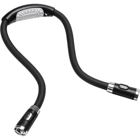 4 niveaux de luminosité réglables, noir Lampe de lecture pour livres au lit, lampe de lecture tour de cou, mains libres, 4 perles LED, lampe de cou pour lire dans la voiture, barbecue, tricot (1/5)