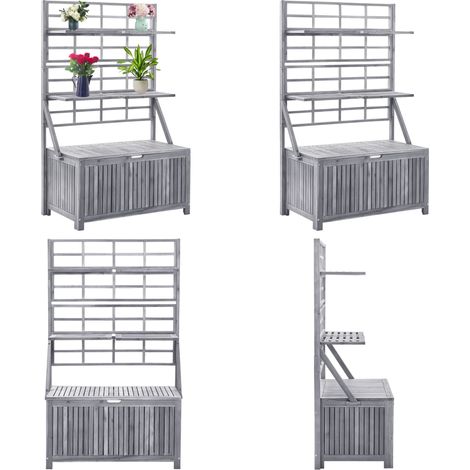 Boîte de rangement avec treillis Gris 99x55x160cm Acacia solide - Boîte De Rangement Extérieure - Coffre De Jardin - Meuble De Jardin - Acacia Massif - Rangement Vertical - Home & Living (1/5)