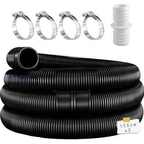Stück 32-mm-Poolschläuche für Poolpumpen mit 4 Sicherheitsclips und 1 Schlauchverbinder, ideal für Filterpumpen, Poolreiniger und Poolheizungen, schwarz (1/5)