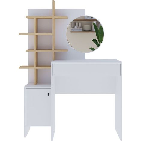 Schminktisch aus Holz "Mup" 105 x 35 x 151 cm - Weiß