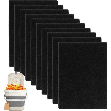 10 Pièces à Charbon Actif Filtre Anti-Odeur,Noir,pour Joseph Joseph Poubelle Filtre Anti-Odeur,Filtre à Charbon Actif, pour Poubelle Filtre Anti-Odeur, pour bacs de Compost de Cuisine sans Odeur