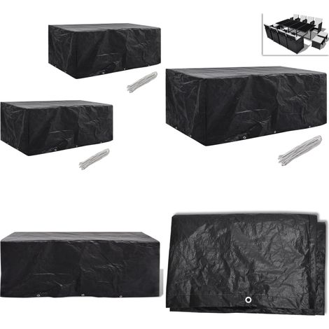 Funda de muebles de jardín 2 uds set ratán 8 personas 10 ojales - Funda de ratán - Protección para muebles