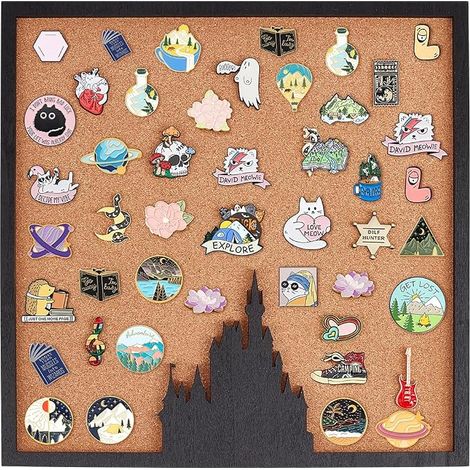 Square Cork Notice Board Cork Wall Board Display Board for Storage Pins Home and School Office Decor 30 x 30 cm (1/5)