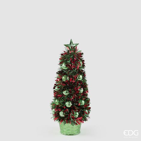 EDG Enzo De Gasperi Pino con Palle Green Mix H35 Ø13 cm – Decorazione di Natale (1/2)