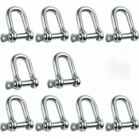 10 manilles M5 en acier inoxydable avec sangles droites en acier inoxydable, manilles en forme de D en acier inoxydable 304 (1/5)