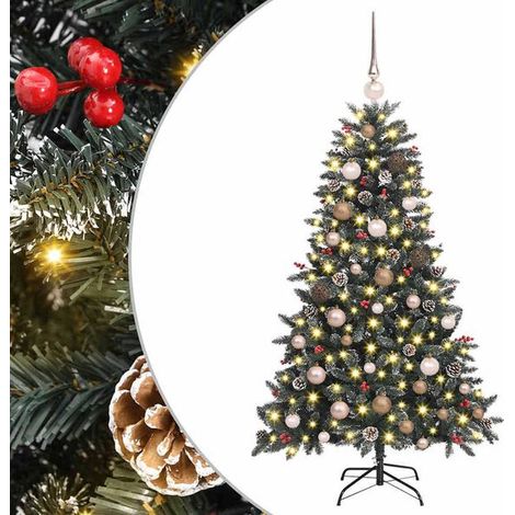 Sapin de Noël artificiel vert, 150 cm, en PVC, plastique et acier. (1/5)