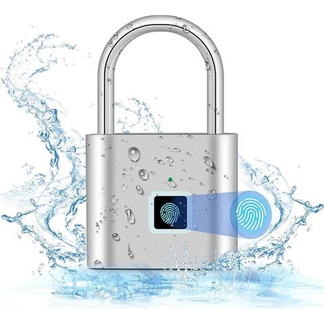 SHINING HOUSE Serrure à empreinte digitale, étanche, cadenas à empreintes digitales, chargement USB, biométrique, verrouillage de sécurité élevé pour gymnastique, bagages, casier (argent)