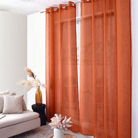Voilage Sia 140x240 cm uni texturé - 140x240cm - Orange (1/2)