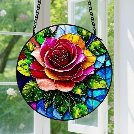 Suspension en vitrail, attrape-soleil minimaliste unique artistique, décoration fenêtre porte, cadeau Noël, Anniversaire pour femme, homme, tante 20 cm (1/5)