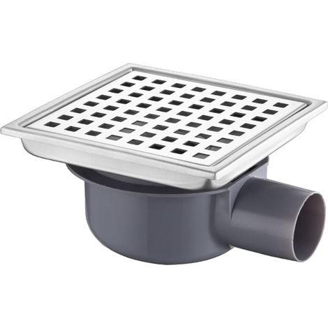 Caniveau de Douche Carré,15 15 Bonde de Douche, Siphon à 360, Siphon de Sol anti-odeur, Invisible, Utilisable en Positif et Négatif, Double Filtration, Peut être Carrelé, Argenté (1/5)
