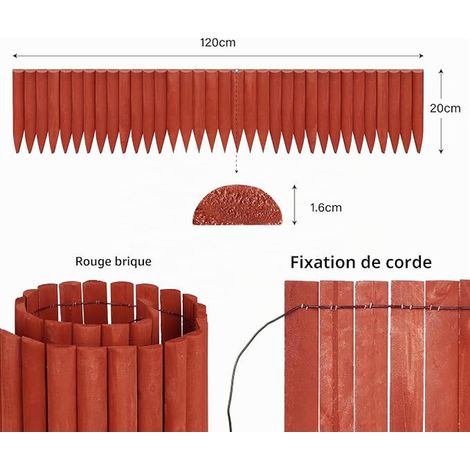Bordure de Jardin Bois Clôture Flexible pour Jardin, Pelouse, Paysage, Bordure a Planter Décorative 120 cmx20 cm (1/3)