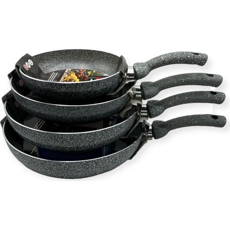 Set 4 Padelle Antiaderenti Pietra 20 - 24 - 28 - 32 cm Accademia Mugnano (1/2)