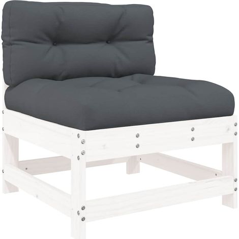 Maison Exclusive - Mittelsofa mit Kissen Weiß Massivholz Kiefer