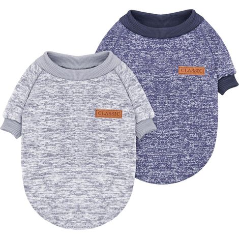 1 Pull Chien, Laine, Col Rond, 8 Jambes, Gris Bleumarine, Petit Moyen Grand Chien