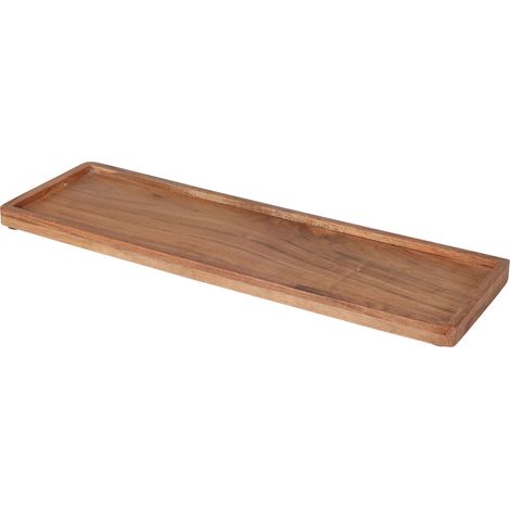 Akazien Kerzentablett eckig - 45 x 14 cm - Deko Holz Tablett mit Rand – Tischdeko Kerzen Brett für Weihnachten Advent Gestecke Hochzeit