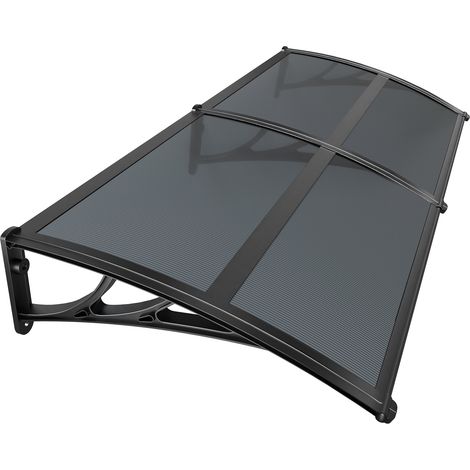 VOUNOT® Marquesinas Exterior para Puertas Ventanas Tejadillo Protección con Barra Central, 200x80cm Antracita (1/5)