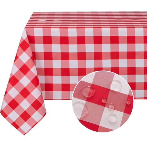 Tischdecke kariert abwaschbar 140x200cm wasserdicht für Outdoor & Indoor