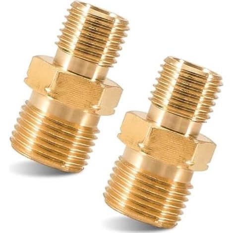 Lot de 2 raccords de tuyau de gaz en laiton - Adaptateur de tuyau de gaz - Raccord double filetage extérieur droit vers 3/8" gauche - Pour tuyau de gaz, liquides