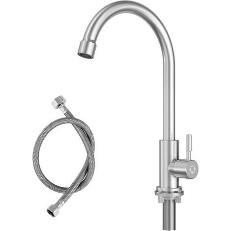 Robinet de Cuisine en Forme de U Robinet d'eau Froide de Cuisine Robinet d'évier Pivotant à 360 ° avec Barboteur Amovible (1/4)