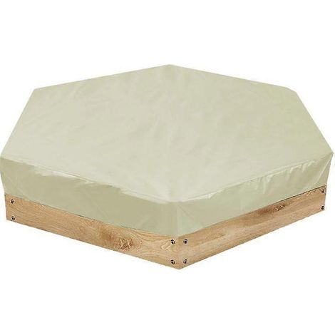 1 bâche de protection imperméable pour bac à sable hexagonale, résistante aux UV, beige, 230 x 200 x 20 cm (1/3)