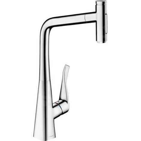 hansgrohe Metris Select Robinet de cuisine M71 73820000 avec douchette extractible, 2 jets, chromé (1/5)