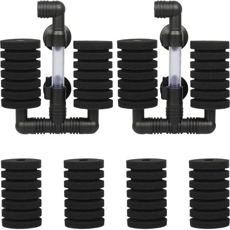 2 PCS Kit Filtre Exhausteur Aquarium Filtre d'aquarium Double avec 4 Éponges de Rechange pour Filtrage Biologique et Mécanique