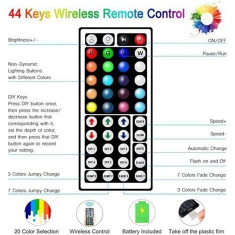 Ruban LED 10M,LED Ruban 300 LED 5050 RGB SMD Multicolore Bande LED Lumineuse avec Télécommande à Infrarouge 44 Touches et Alimentat (1/5)