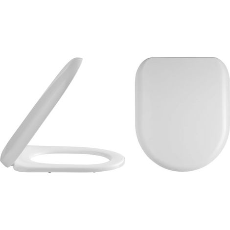 Nuie Luxury D-Shaped Thermoplastic Toilet Seat with Soft Close Hinge - White (1/4)