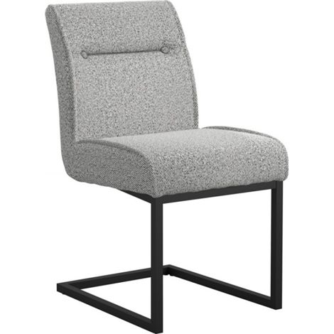 Cleaver Dining Chair (Pack of 2) - Tweed/Metal - L65 x W48 x H90 cm - Smoked Pearl/Black - Partially Assembled