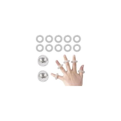 Juego de 10 anillos de acupresión + 2 bolas magnéticas de acupresión con forma de erizo, anillos de masaje magnéticos para aliviar el estrés o masajear la espalda, las piernas, los pies y las manos (p (1/5)