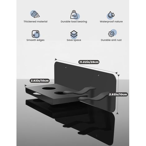 Supporto per asciugacapelli compatibile con Dyson-Supersonic, supporto per asciugacapelli a parete, supporto per asciugacapelli senza foratura, contiene fino a 5 accessori per asciugacapelli per hotel (1/4)