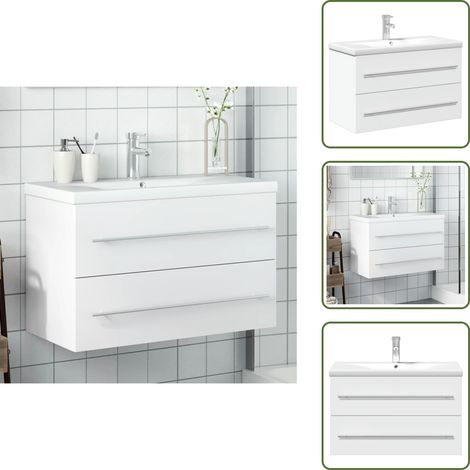 vidaXL Armoire lavabo de salle de bain avec bassin intégré blanc
