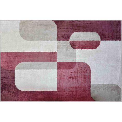 Tapis chenille rectangulaire en polyester à poils courts fuschia