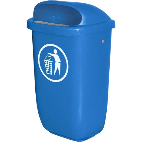 Poubelle BRB pour l'extérieur, capacité 50 litres, conforme à la norme DIN 30713, couleur bleu (1/3)