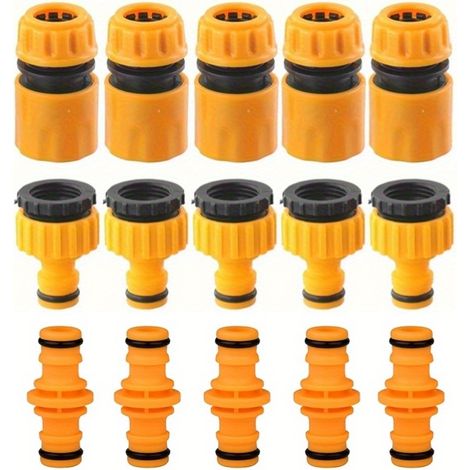 Kit de 15 raccords rapides en plastique adaptateurs à filetage standard compatibles avec les robinets de 1/2 et 3/4 de pouce. (1/5)