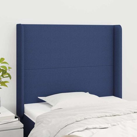 vidaXL Tête de lit avec oreilles Bleu 103x16x118/128 cm Tissu (1/5)