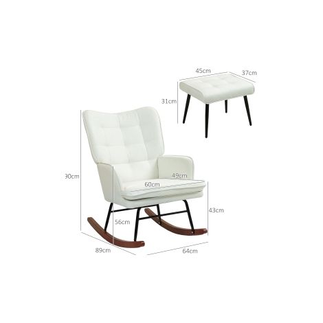 Chaise berçante jusqu'à 130 kg, fauteuil oscillant avec repose-pied, fauteuil à accoudoirs, fauteuil d'allaitement aspect lin, chaise berçante pour salon & chambre (1/5)