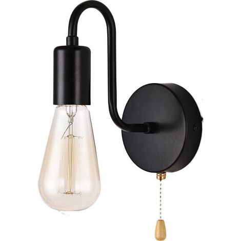 VURAHOME - Applique murale vintage E27 à douille standard Applique murale d'intérieur industrielle Lampe rétro en métal avec interrupteur pour décoration industrielle de salon chambre à coucher (sans (1/5)
